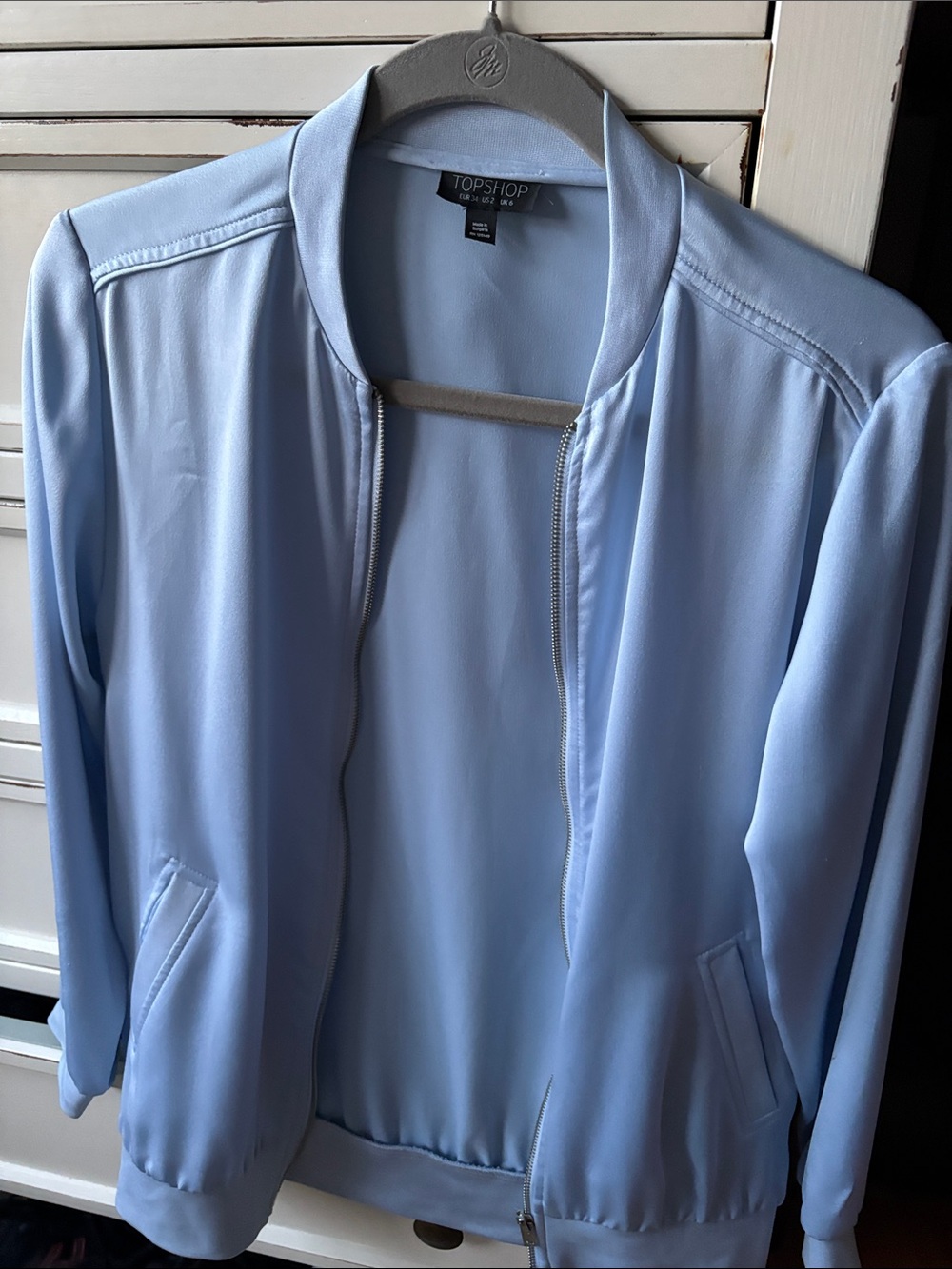 Topshop Pastel Blue Bomber Jacket